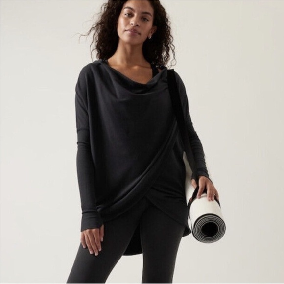 Athleta Purana Wrap Emerald Green Sweatshirt Size L - Picture 4 of 7